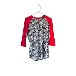 LuLaRoe Disney Mickey Mouse Red Raglan Graphic Tee Size Small Baseball Top